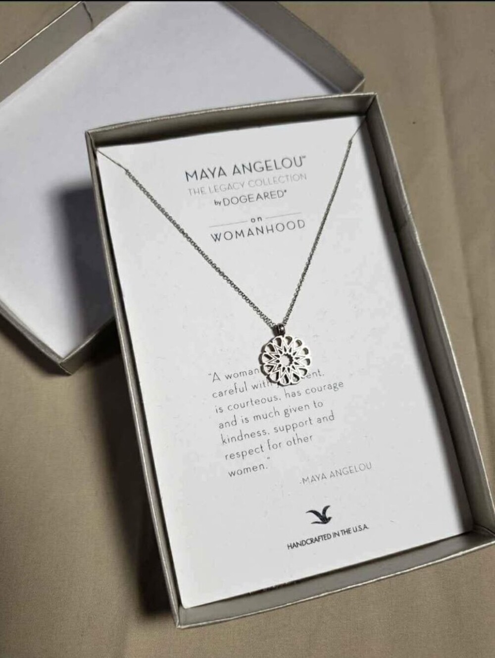Dodgeared The Legacy Collection Maya Angelou On Womanhood Necklace In Box As Is